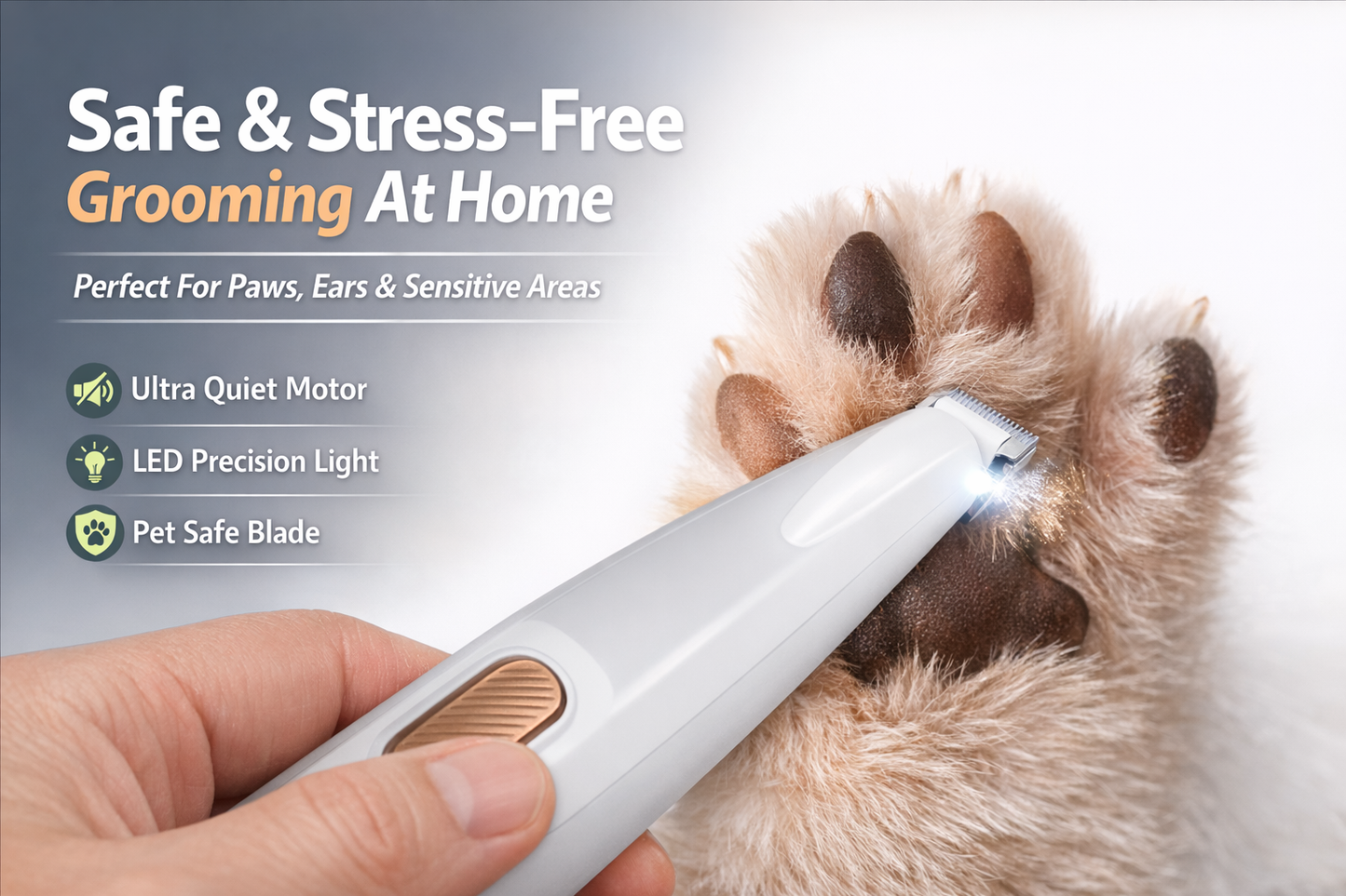 Quiet LED Pet Paw Trimmer – Safe, Stress-Free Grooming at Home